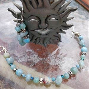 Beautiful necklace and earrings with with sterling silver Hardware handcrafted